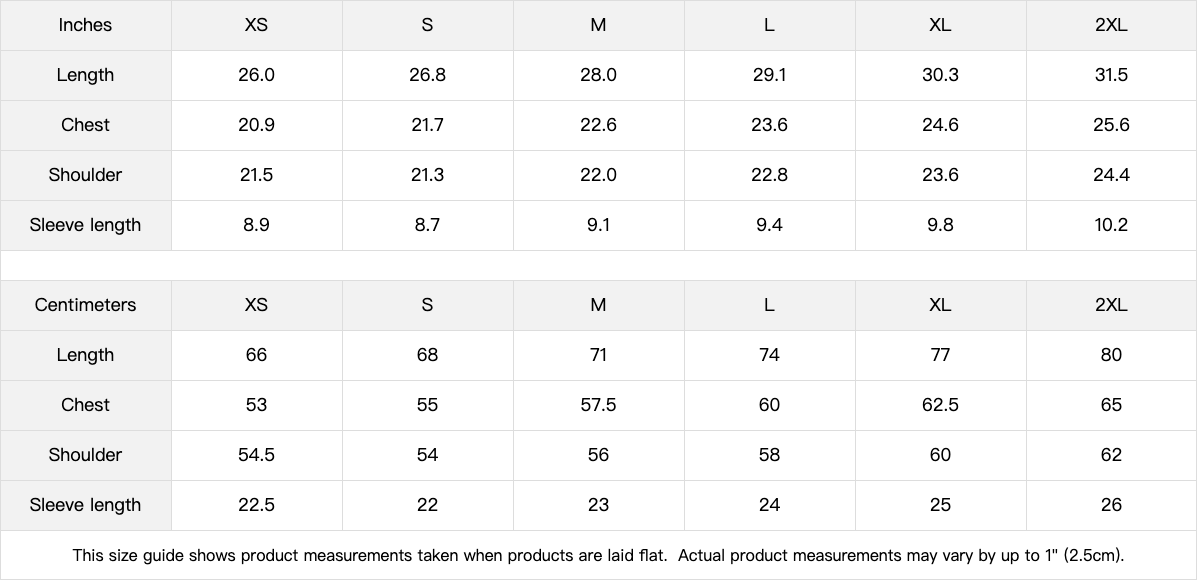 Size chart for the WRYKIND Spectral Gateway 280gsm boxy T-shirt, PODpartner 110U013