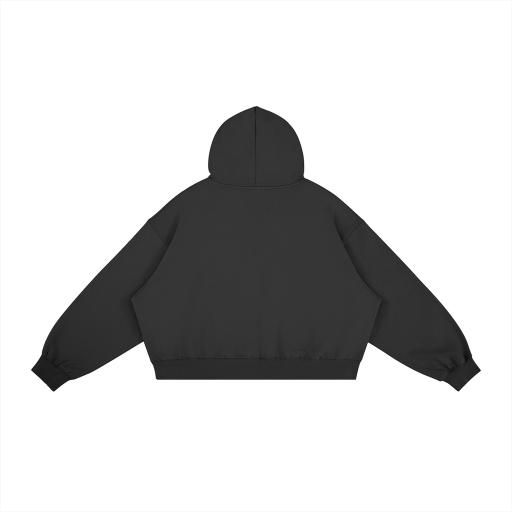 Plain black back of WRYKIND Spectral Gateway oversized hoodie