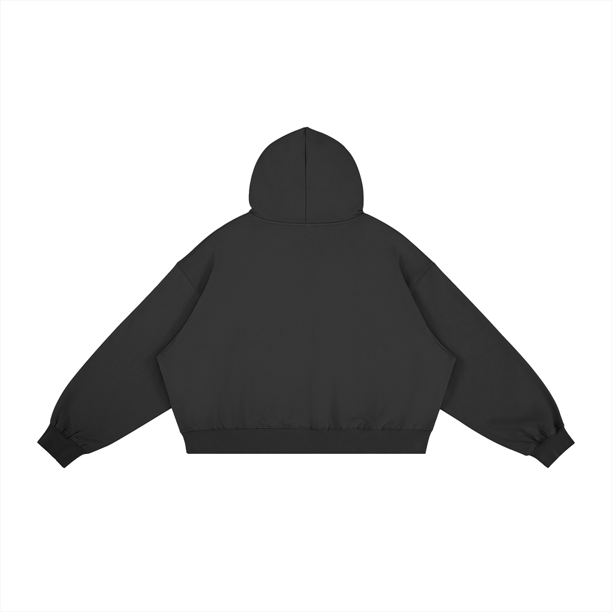 Plain black back of WRYKIND Spectral Gateway oversized hoodie